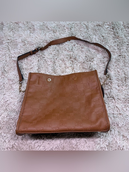 Steve Madden Handbags - Steve Madden Brown Embossed Logo Shoulder Crossbody Bag Gold Hardware